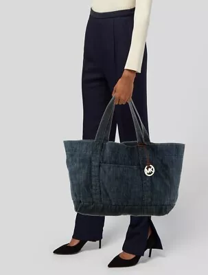 Michael Kors Denim Large Tote Bag Índigo NWT Logo • $99