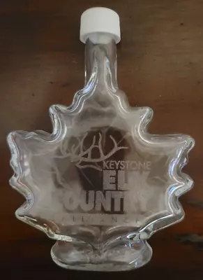 Maple Leaf Shaped Frosted Advertising Elk County Glass Empty Syrup Bottle W/Lid • $16