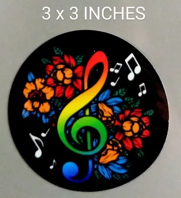 3  Music Note Flowers Decal Vinyl Sticker Band Group Gift Love Concert Rock  • $3