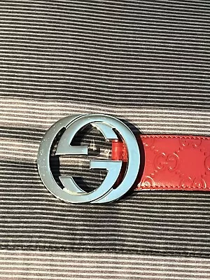 Authentic Vintage Signature Gucci Belt (Red) • $225