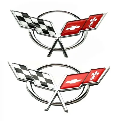 Set Front & Rear 3D Emblems Badges Flags For 1997-2004 Chevy Corvette C5 Chrome • $26.34