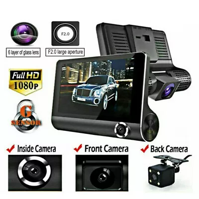 $32.28 • Buy 4  3 Lens Car DVR Dash Cam 1080P Front And Rear Video Recorder Camera G-sensor