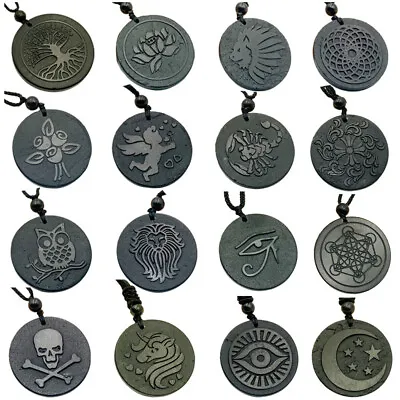 Rond Shungite Emf Protection Necklace Tree Of Life Engraved Pendant Circle 35 Mm • $7.99