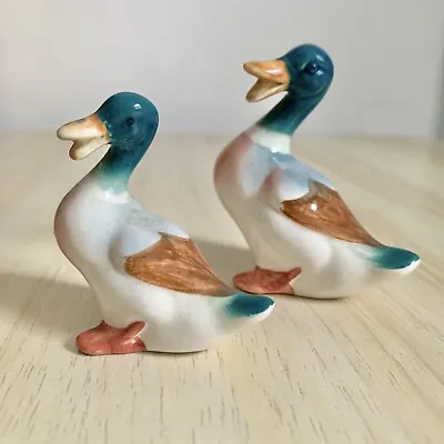 Vintage Mallard Ducks X2 Ceramic Family Retro Ornaments Figures • £15