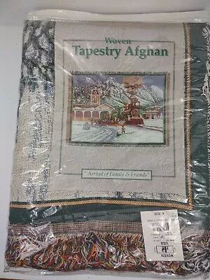 Manual Woodworkers & Weavers Tapestry Afghan Throw Blanket Woven Winter NEW Tag • $49.99