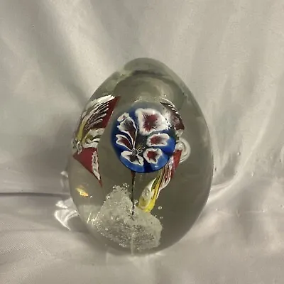 Vintage Murano Glass Egg Flowers Paperweight • $20