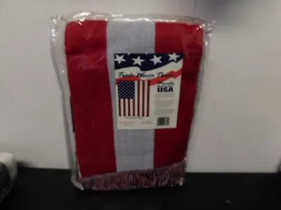 American Flag Throw Acrylic Blanket Patriotic Mohawk 2001 Made In USA 50x60  New • $18.39