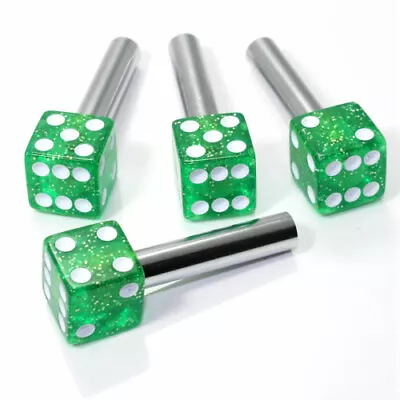 4 Green Glitter Dice Interior Door Lock Knobs Pins For Car-Truck-HotRod-Classic • $21.95