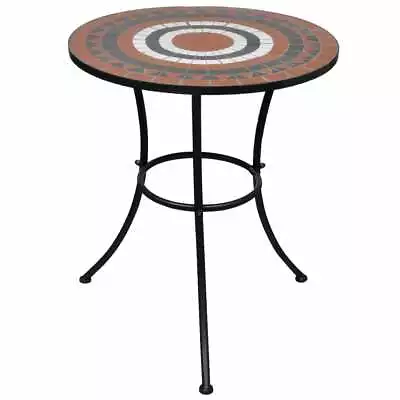 VidaXL Bistro Table Mosaic Ceramic Terracotta White Outdoor Garden Patio Cafe • $118.39