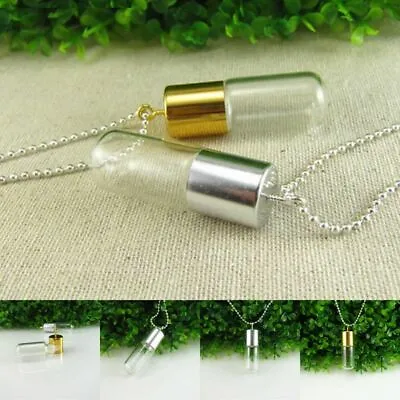 $20.99 • Buy Glass Bottle Pendant Necklace Perfume Small Jar Charm Women Essential Oil Keep