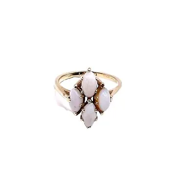 Vintage 14k Gold Marquise 4 Opal Gemstone October Birthstone Ring Size 6 • $132