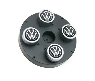 Genuine VW Valve Stem Caps - Black On Silver 4 Pack New Logo 000071215J • $20.75