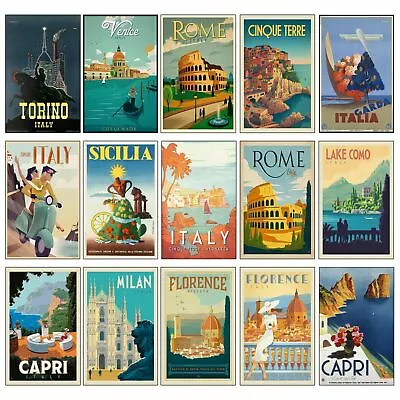 Vintage CLASSIC ITALY Travel Retro Posters Prints Art Tourism Holiday Home Deco • £5.99