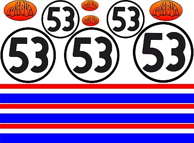 Movie Accurate Herbie 53 Vw Bug Decals Vehicle Graphics Set Cast Laminated Vinyl • $149.99