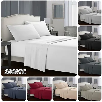 $27.95 • Buy 2000TC Cooling Bamboo Breath Single/KS/Double/Queen/King Fitted, Flat Sheet Set
