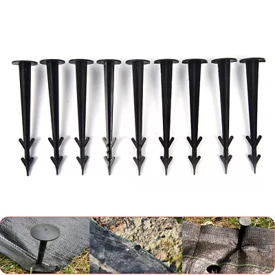 50Pcs Black Plastic Garden Stakes Pegs Ground Nail Fixed Pegs Anti Insect WF-wq • £7.48