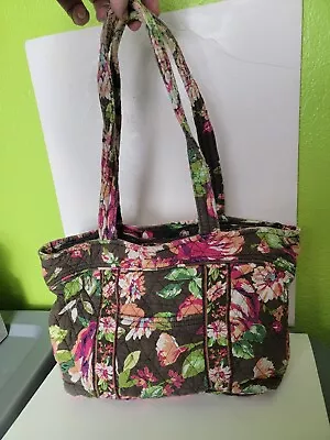 Vera Bradley Black With Floral Tote Cotton English Rose Winter 2012 • $31.62