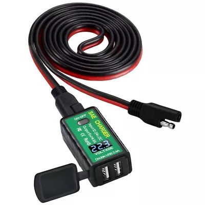 Motorcycle SAE To USB Cable Adapter Dual USB Port GPS Phone Charger Voltmeter • $16.10