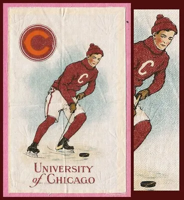 Vintage 1910 University Of Chicago Maroons Murad Tobacco Silk HOCKEY!  WOW! • $115