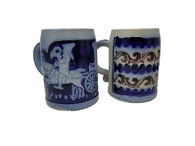 Set Of 2 Reinhold Merkelbach Stoneware Salt Glaze Beer Mug Steins  • $40