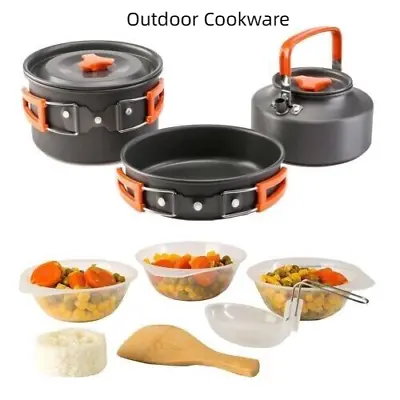 Portable Cutlery Camping Gear Camping Pot Set With 1.1L Teapot Outdoor Cookware • $77.06