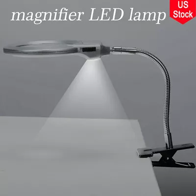 LED Clip-on Magnifying Glass Lamp Floor Stand Adjustable Lighting Reading Lamp • $12.19