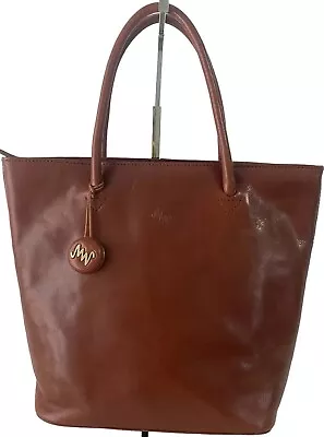 Monsac Brown Leather Handbag Tote Preppy Boho Chic Y2k Vintage • $44.99