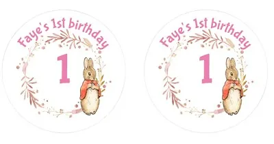 £2.20 • Buy 24 Personalised Stickers New Flopsy Bunny Christening Baby Shower 1st Birthday