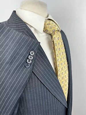 JACK VICTOR Men’s Blue Pinstripe Super 100 Wool Suit Coat Jacket Size 48 L • $64.98