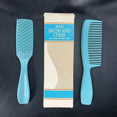 Vintage Avon Rectangle Brush & Comb Turquoise Aqua For Long Or Wet Hair NOS • $47.89