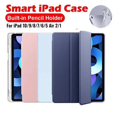 For Apple IPad Case Cover Smart Case For IPad 10 9 8 7 6 5 Air 2 1  Pencil Slot • $12.89