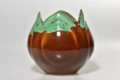 Van Briggle Pottery 1950-60 Anna Van Briggle Brown Green Drip Tulip Vase • $31