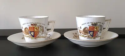 Pair Of Wileman’s Foley China Queen Victoria Diamond Jubilee Miniature Tea Cups • £37.50