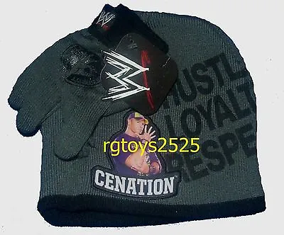 WWE Wrestling Beanie Hat Gloves Combo Set Never Give Up Cenation New Size Child • $42.44
