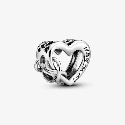 New Genuine Pandora 925 Silver Openwork Love You Mum Infinity Heart Charm 798825 • £19