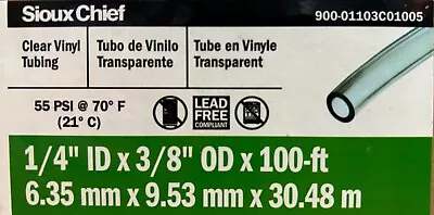 1/4  ID X 3/8  OD X 100' Clear Translucent Vinyl PVC Tubing Hose Pipe Food Grade • $23.95