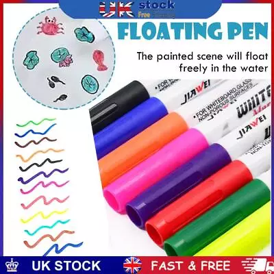 Magical Water Painting Pen Erasable Drawing Whiteboard Floating Pen (8pcs) • £6.29