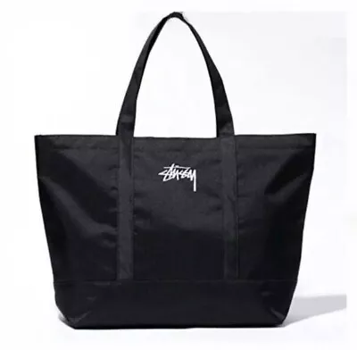 New STUSSY Tote Bag Black Logo Embroidery Japan Free Shipping • $36.97