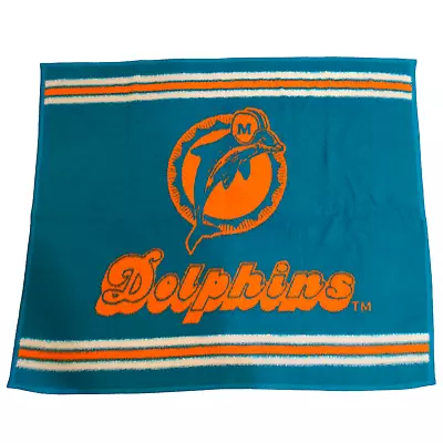 Biederlack NFL Miami Dolphins Throw Blanket Blue Orange Size 46x54 Vintage Logo • $65