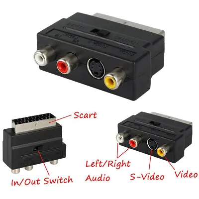 £4.99 • Buy Premium RGB Scart To 3 RCA Phono +S-Video Audio In / Out Switch AV TV Adaptor