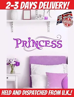 Princess Bedroom Decorative Removable Sticker For Walls Furniture Pink Purple UK • £2.99