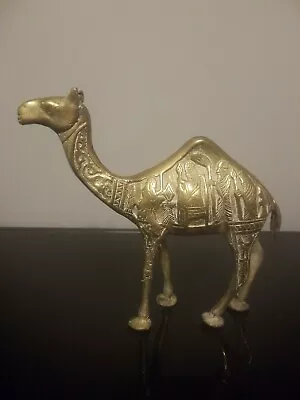 $79 • Buy Vintage Egyptian Revival Style Etched Brass Camel Figurine