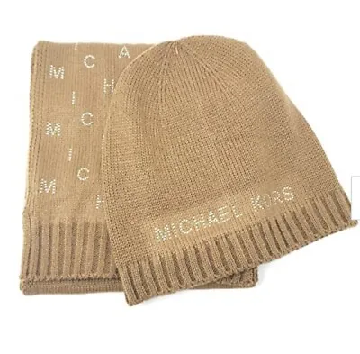 MICHAEL KORS Scarf & Hat Set Camel & Gold New In Gift Box $98 • $38