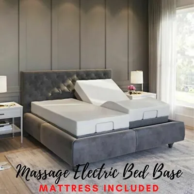 $1769 • Buy Adjustable Split King Size Electric Bed Frame Base Massage With 14  Mattresses