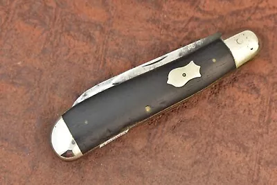 Vintage Cattaraugus Cutlery Co New York Usa Ebony Dogleg Jack Knife (15593) • $11.50