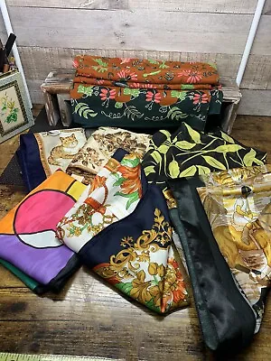 8 Vintage To Modern Scarf Lot Horse Cats Birds Small Flaws • $10