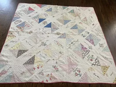 Vintage Handmade Neighborhood 28+ Signatures Multi Colored 75”x 74  Quilt • $79.99