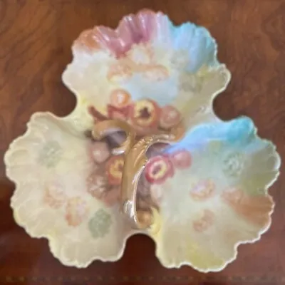 Antique T & V Venice Limoges France Floral Porcelain Handled Three Section Dish • $199.94