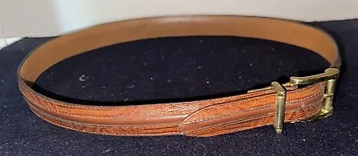 Vintage Men's COLE HAAN Brown Leather BELT With Reptile Print (Size 36) USA • $25.99