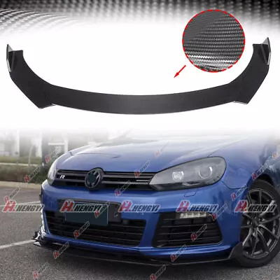 $57.59 • Buy Front Bumper Lip Splitter BodyKit Carbon Fiber Look For VW Golf R Mk6 2009-2013